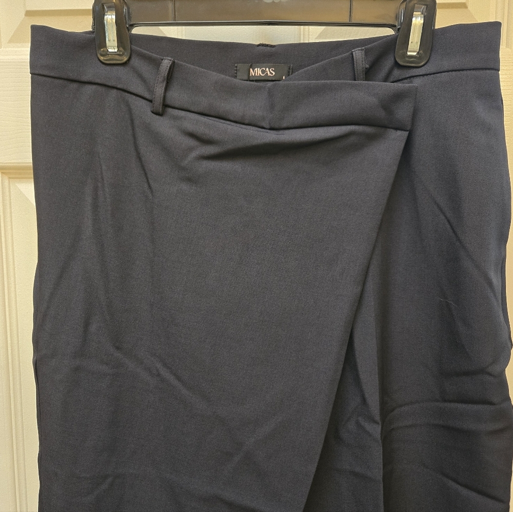 NWT Micas Asymmetrical Elegant Black Wide-Leg Pants, Large - Picture 4 of 12
